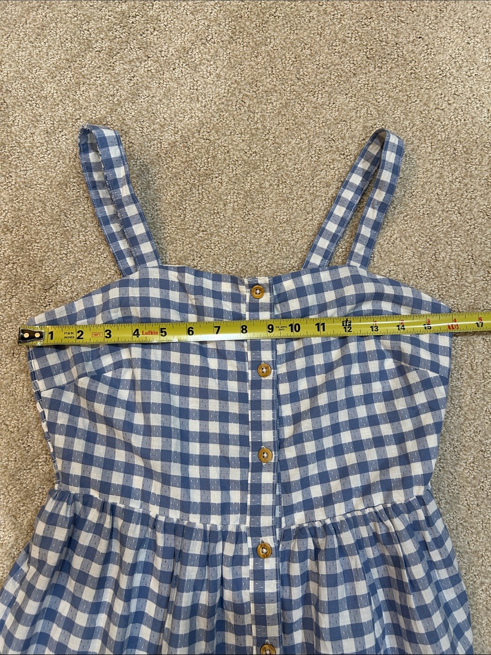 Shabby Chic Blue Gingham Button-Front Sundress Size 2 - Picture 11 of 13